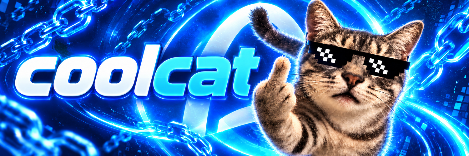 CoolCat banner with neon chains and the wordmark